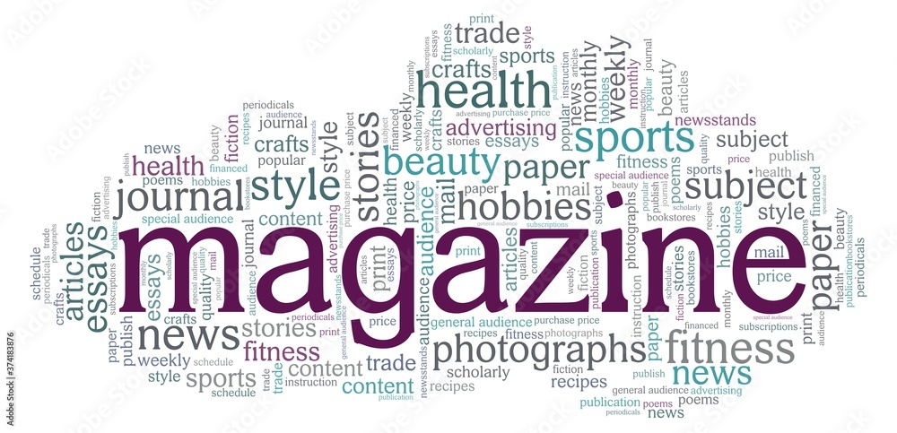 Fototapeta premium Magazine vector illustration word cloud isolated on a white background.