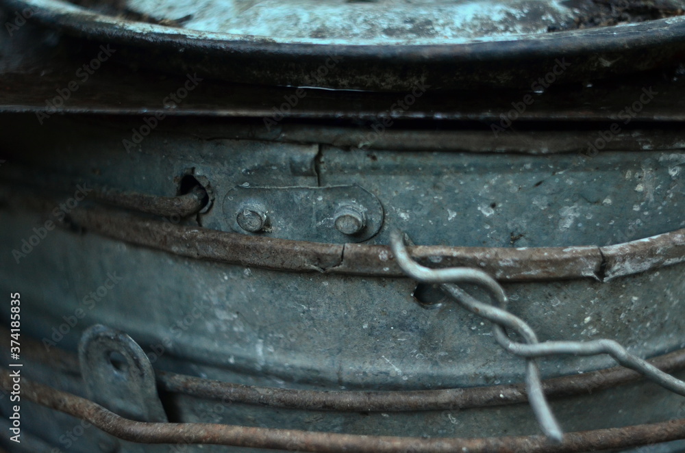 old buckets folded into one another old buckets folded into one another
