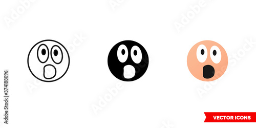 Mind boggled emotion icon of 3 types color, black and white, outline. Isolated vector sign symbol.