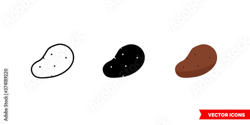 Potato icon of 3 types color, black and white, outline. Isolated vector sign symbol.