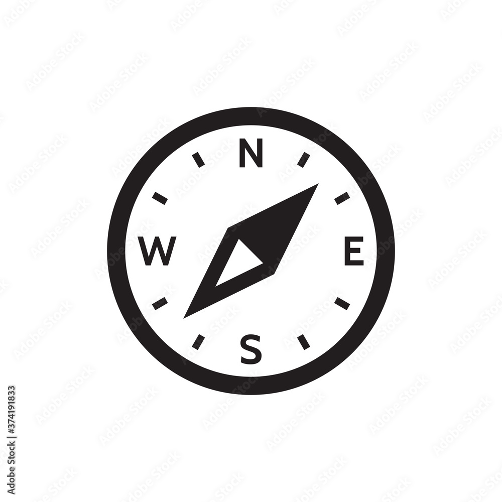 Compass - black icon for website, mobile application, presentation, infographic. Concept sign design. Vector illustration on white background. Compass - black icon for website, mobile application, presentation, infographic. Concept sign design. Vector illustration on white background.