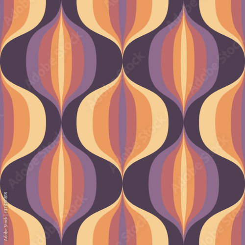 Vintage vector background design. Abstract geometric seamless pattern. Decorative ornament in Mid-century modern art style. Atomic stylized backdrop. 