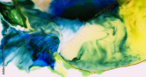 Macro Paint with Vibrant Color Palette. Oil Mixed with Bright Colourful Dye and Paint. 