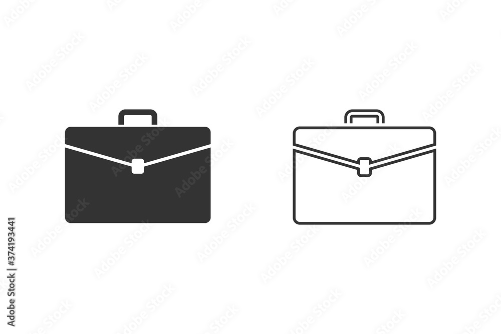 Briefcase vector line icon set on white Briefcase vector line icon set on white