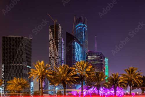 Riyadh - Saudi Arabia -January 18, 2020 Downtown - King Fahd Road - the most prominent landmarks in Riyadh photo