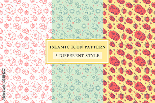 Islamic pattern Thin Line Icons on White Background ramadan design