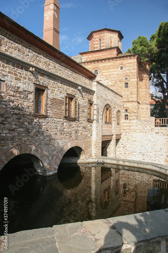 Swimming pool in the ancient monastery of Xenophon on the holy Mount Athos photo