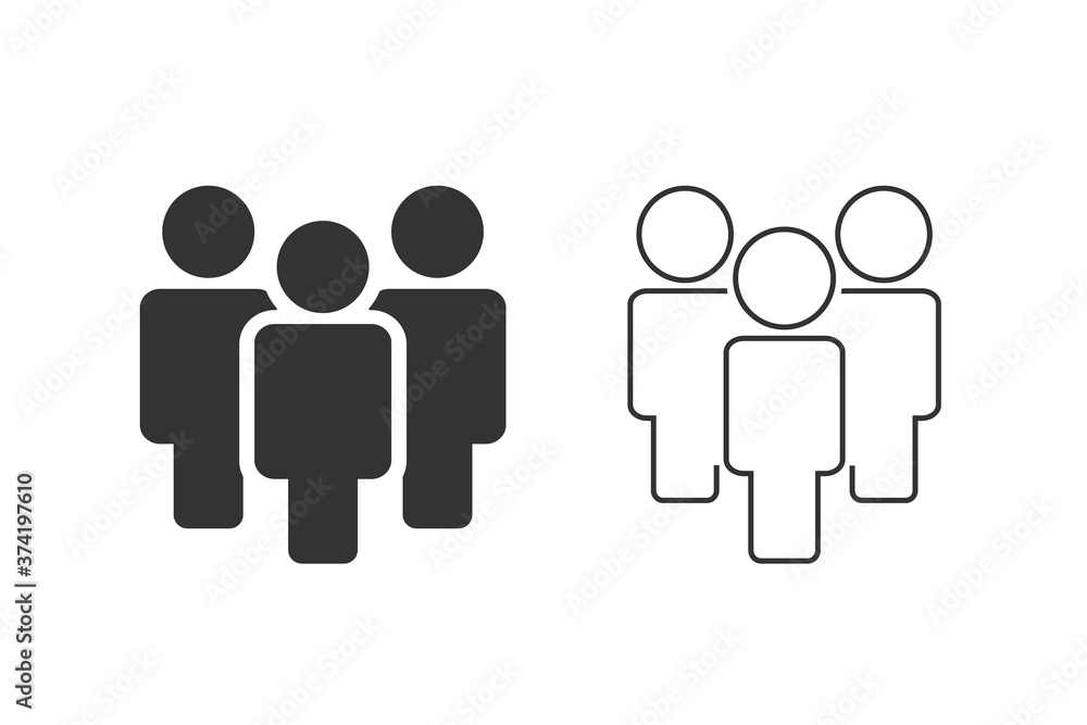 People line icon set in flat style. People symbol for your web site design, logo, app, UI Vector