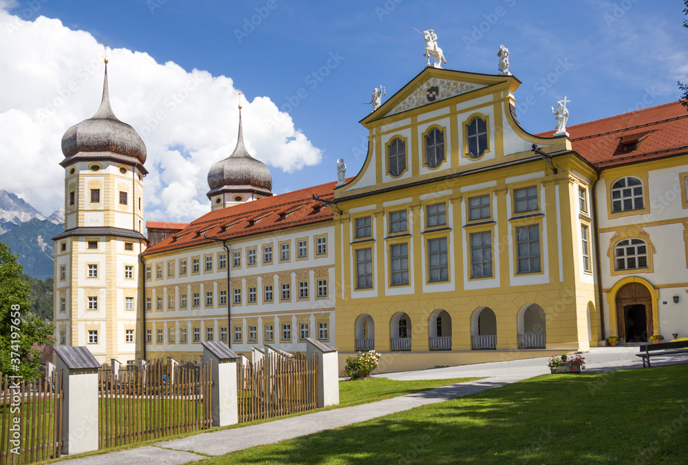 Stift Stams, a baroque Cistercian abbey in the municipality of Stams, state of Tyrol, Austria. 