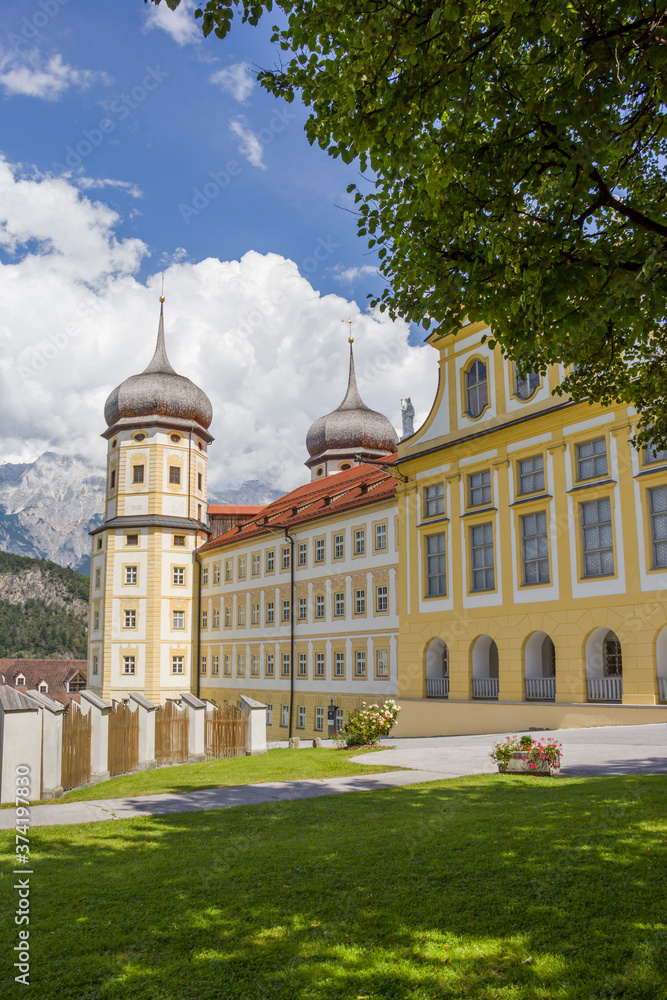 Stift Stams, a baroque Cistercian abbey in the municipality of Stams, state of Tyrol, Austria. 