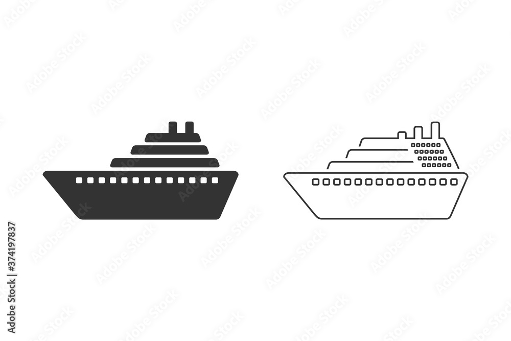 Ship line icon set vector. Cruise ship symbol icon illustration