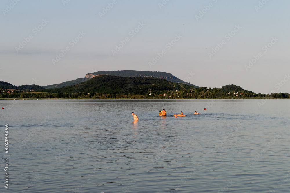 Bathers in Lake Balaton, Hungary