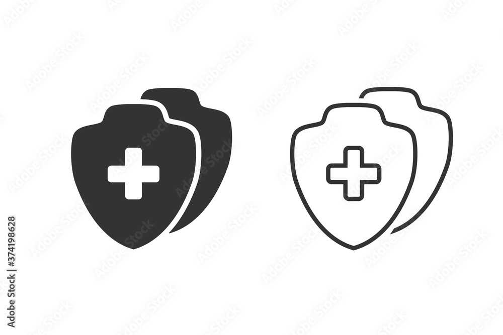 Medical Shield Line Icon set shield flat health cross medical vector Medical Shield Line Icon set shield flat health cross medical vector