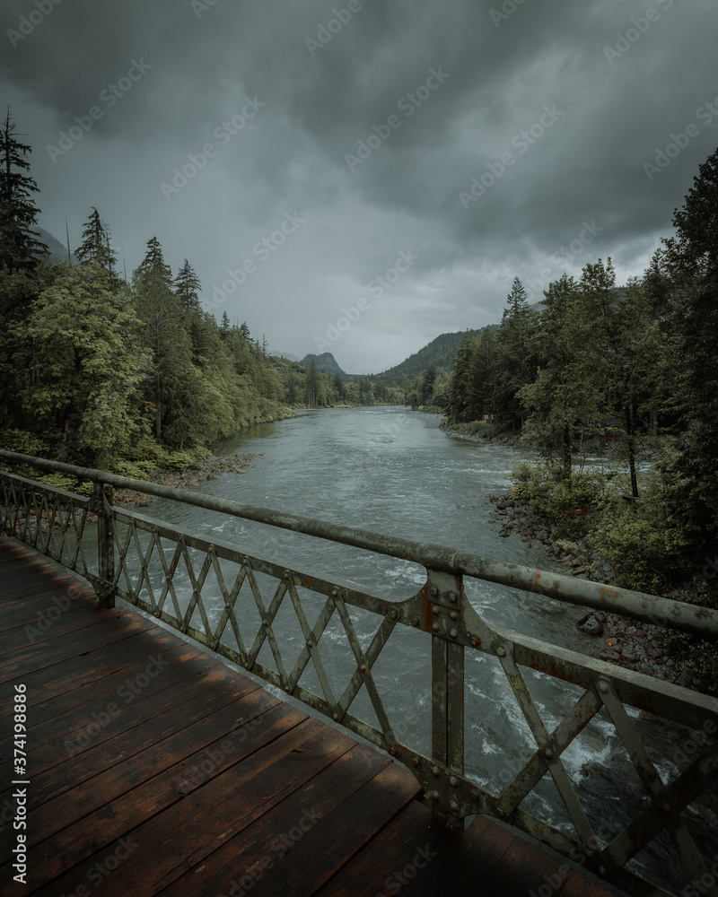 Cloudy moody bridge Washington State