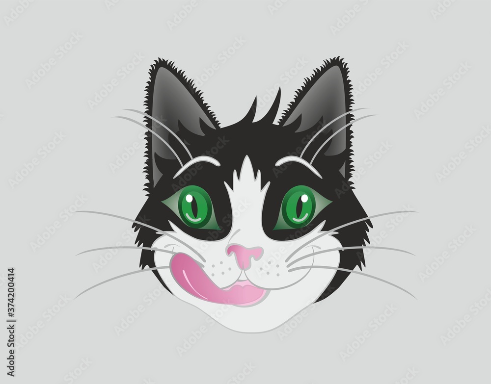 Obraz premium Cute and hungry cat. Vector illustration.