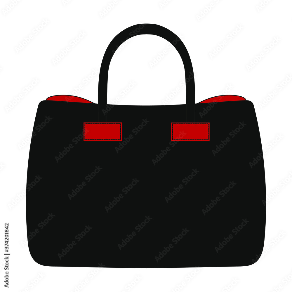 Black women bag with red trim on a white background Black women bag with red trim on a white background