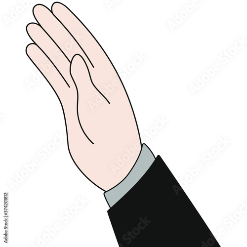 Male hand in a welcome gesture