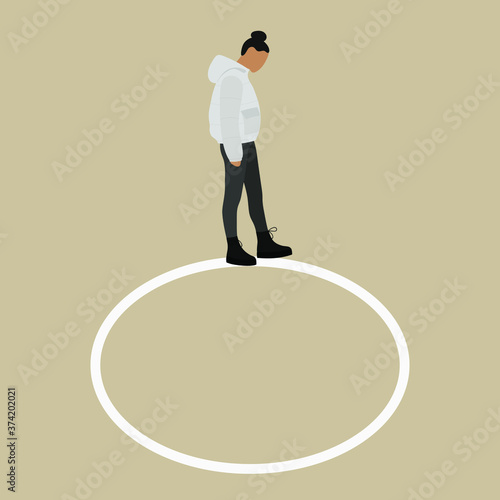 Foto Female character is going in a circle