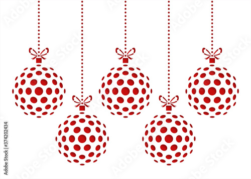 Five christmas ornaments drawn by dots. Template for laser cutting. Greeting card for new year celebration. Christmas card.