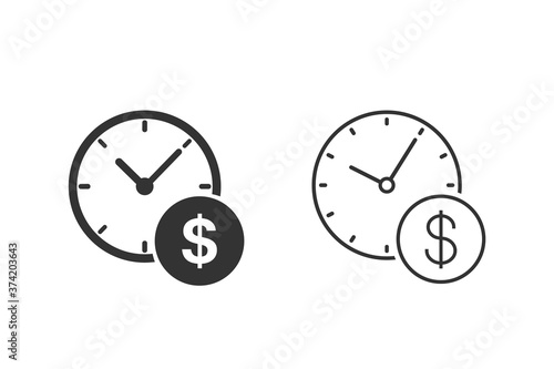 Business and finance management line icon set in flat style. Time is money vector illustration on white background. Financial strategy business concept