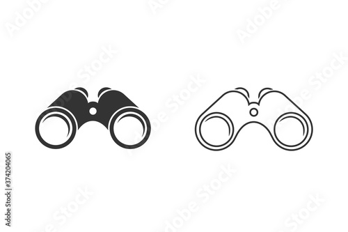 Illustration of binoculars line icon set on white background. Vector