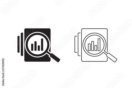 Audit document line icon set in flat style. Result report vector illustration on white isolated background. Verification control business concept