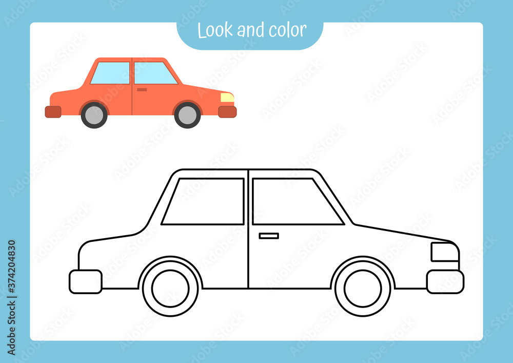 Look Over Coloring Look and color. Coloring page outline of an ant with colored example ...