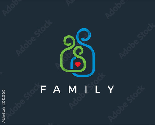 minimal family logo template - vector illustration