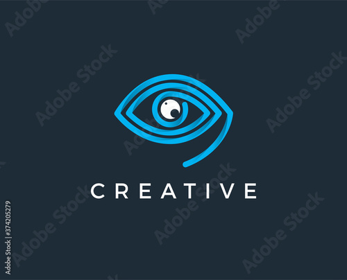 minimal eye logo template - vector illustration
