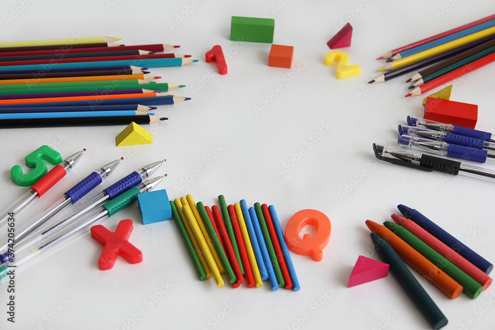 Fototapeta premium colored pencils and pens