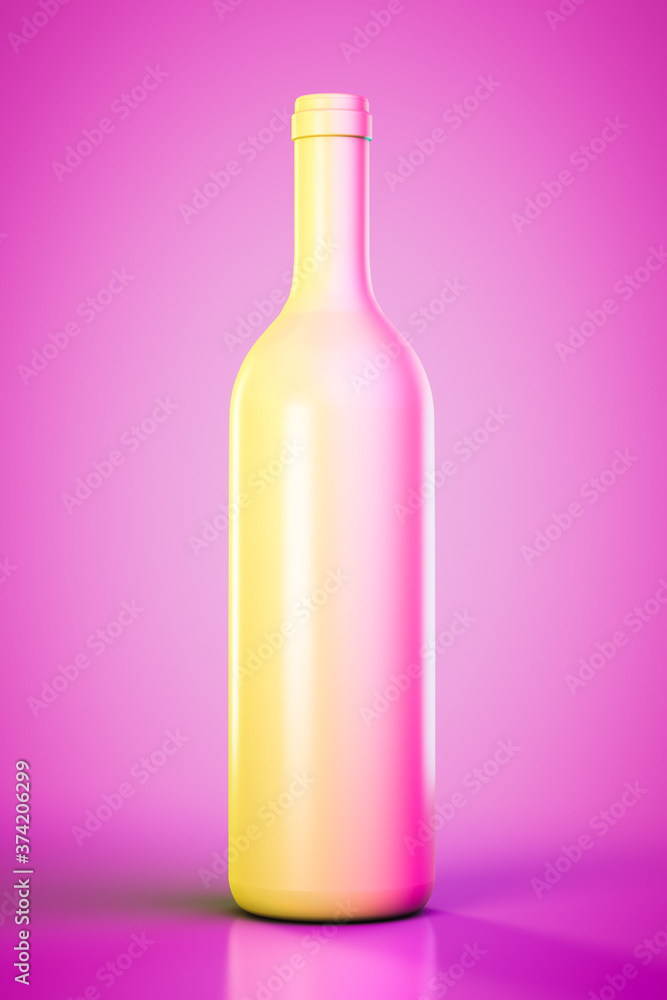 Decorative wine bottle on pink background. Decorative wine bottle on pink background.