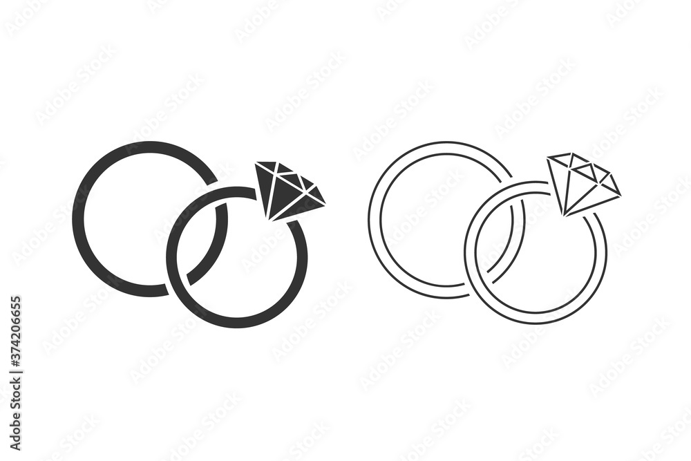 Rings line icon set on white, vector illustration Rings line icon set on white, vector illustration