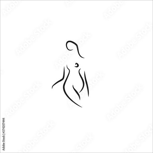 female shape line illustration logo design