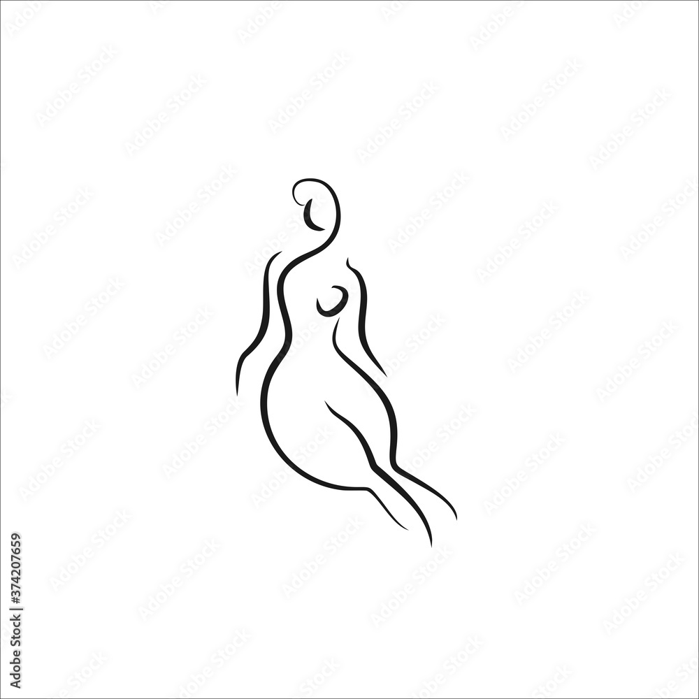 female shape line illustration logo design female shape line illustration logo design