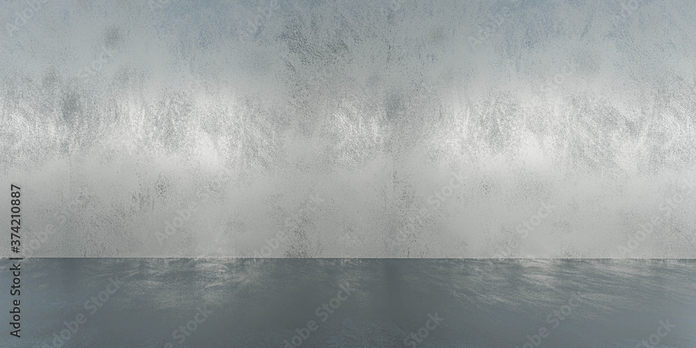 concrete wall background 3d render illustration with reflections
