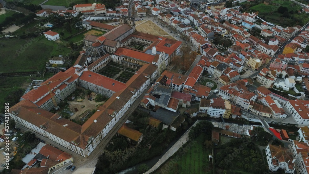 Fototapeta premium Aerial view of Alcobaca Monastery in Portugal.. UNESCO World Heritage Site