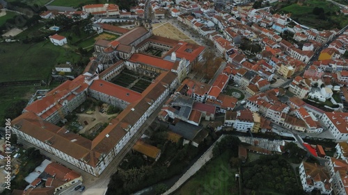 Aerial view of Alcobaca Monastery in Portugal.. UNESCO World Heritage Site