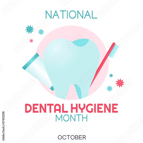national dental hygiene month vector illustration