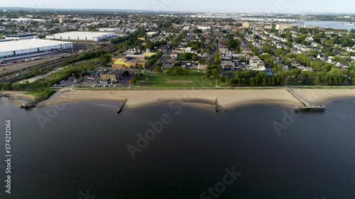 Aerial view of Perth Amboy waterfront on the Raritan Bay in New Jersey