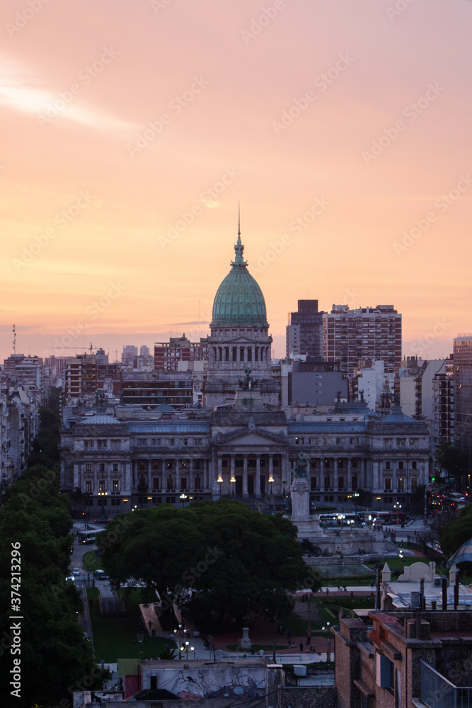 Obraz premium Argentinian congress sunset time