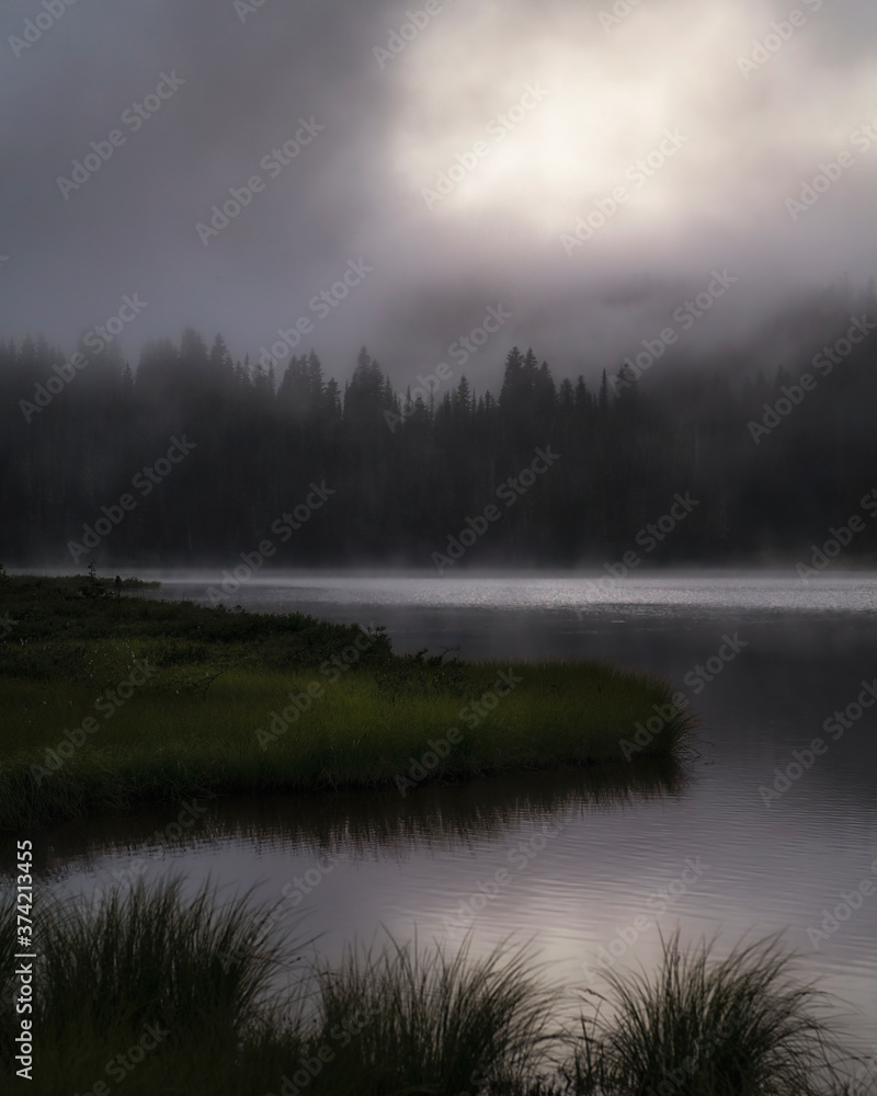 Fog Covering Lake In The Pacific Northwest Fog Covering Lake In The Pacific Northwest