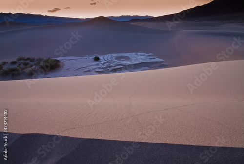Insect Tracks on The Mesquite Flat Sand Dunes Near the Foot of the Armagosa Mountain Range, Death Valley National Park, California, USA