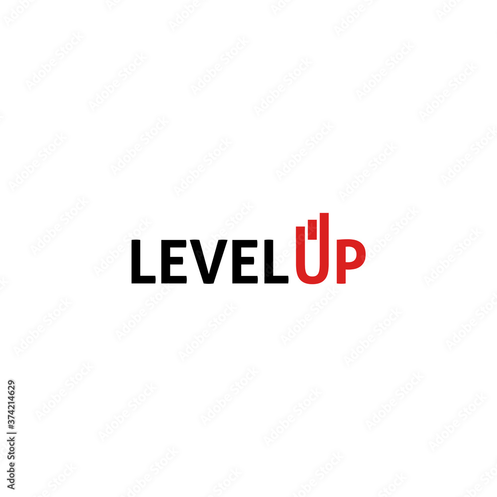Modern Level Up Typography Logo design inspiration
