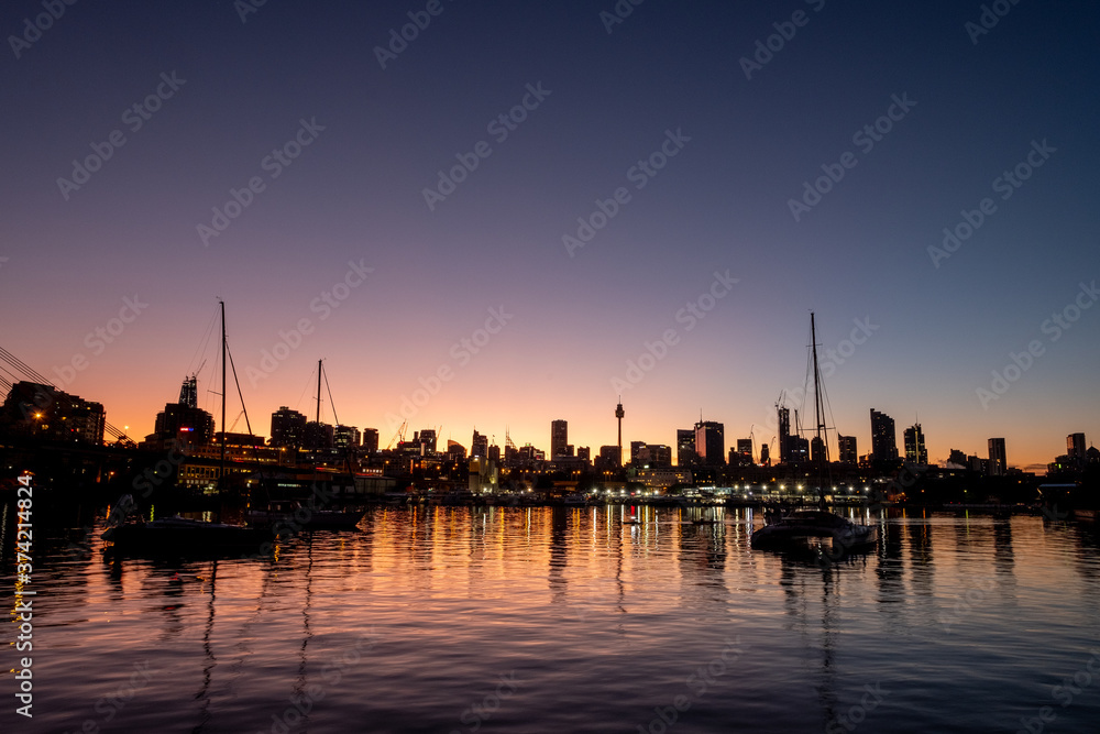 Obraz premium Sydney city dawn silhouette 