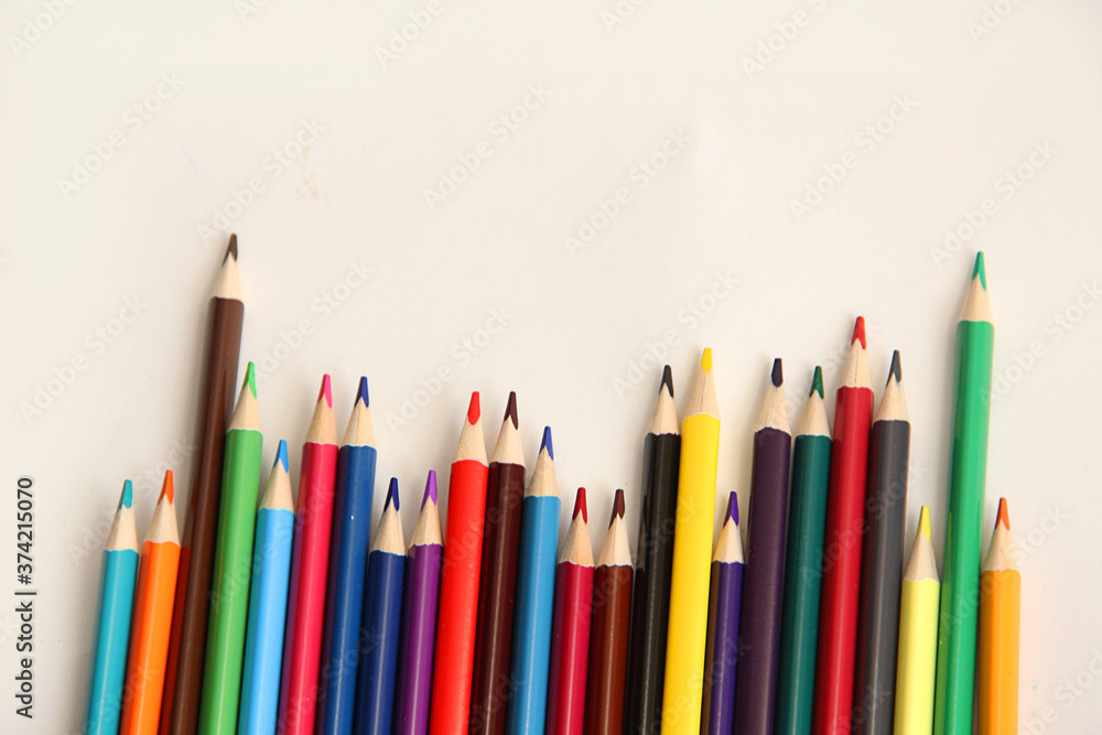 color pencils on white background color pencils on white background