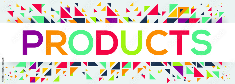 creative colorful (Products) text design,written in English language, vector illustration.