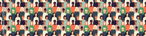 multinational community web banner.international community poster pattern.Humans of different gender, ethnicity, and color.Vector illustration for design, directory,announcements, postcards, manual,