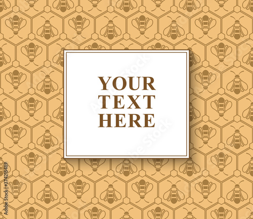 Frame for message and beige ornament of bees, Vector Eps 10