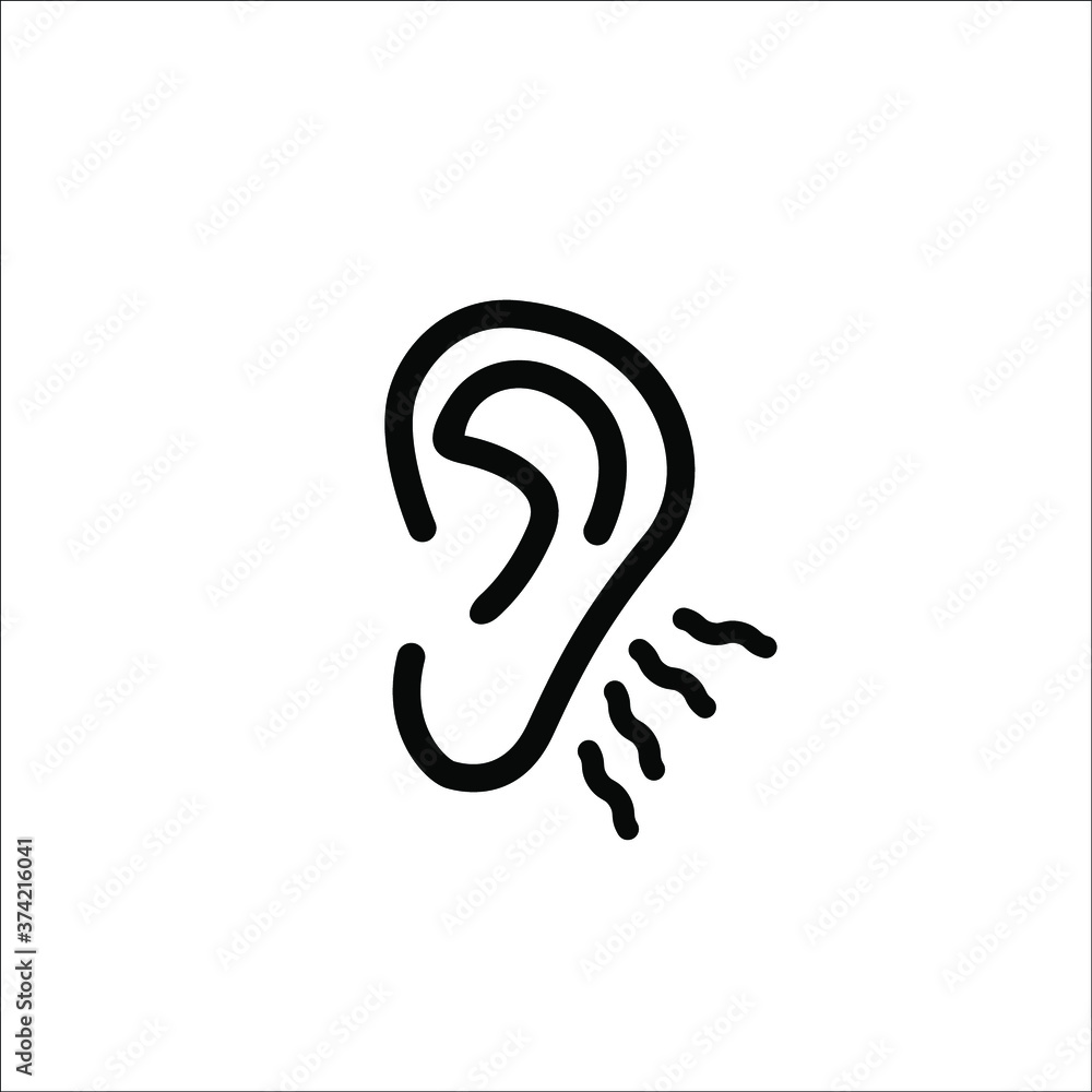Ear icon. Hearing symbol vector icon Ear icon. Hearing symbol vector icon