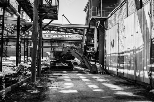 Old Soviet excavator at the factory